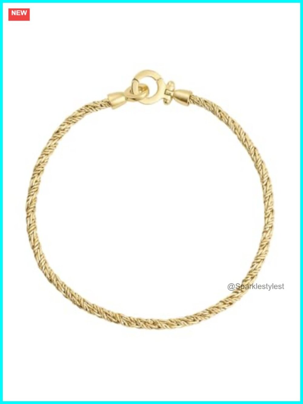 18k Gold Plated Rope Chain Link Bracelet Stacking Gift Boxed 7.25"